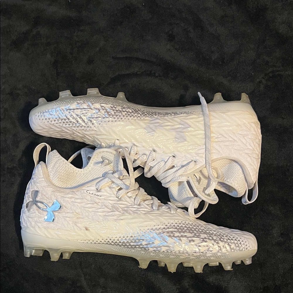 Under Armour White and Silver Football Cleats
